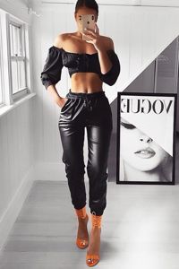pu leather joggers